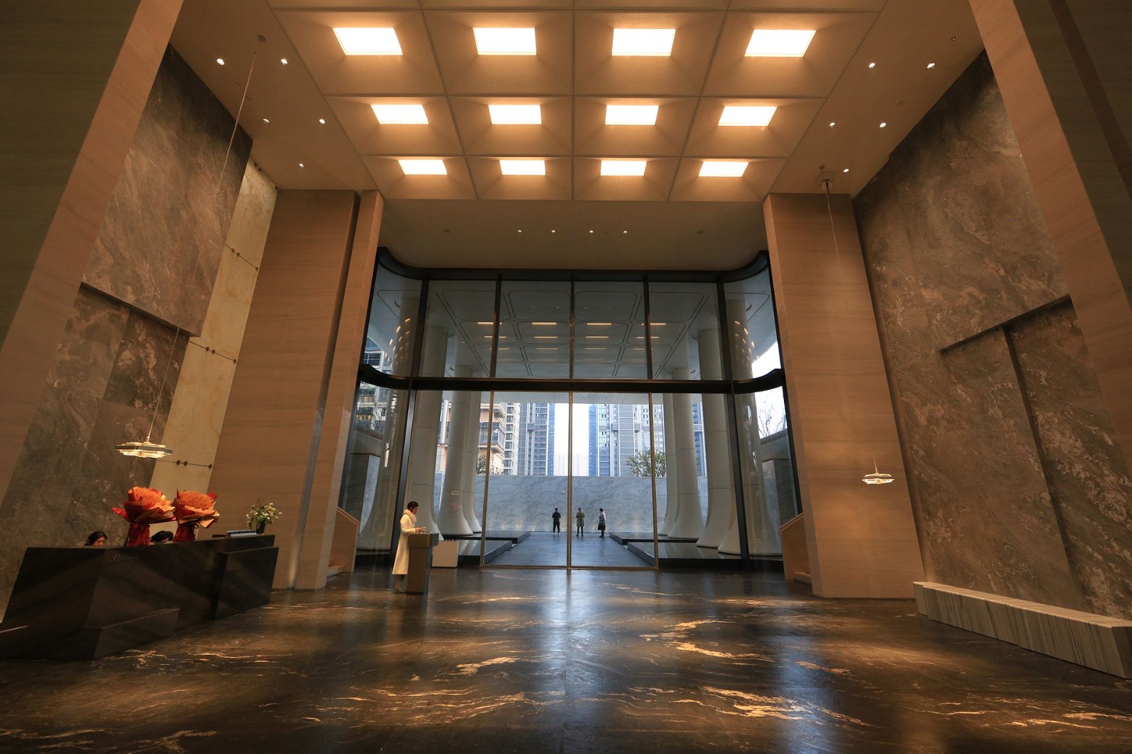Sollux skylight illuminating a grand lobby interior